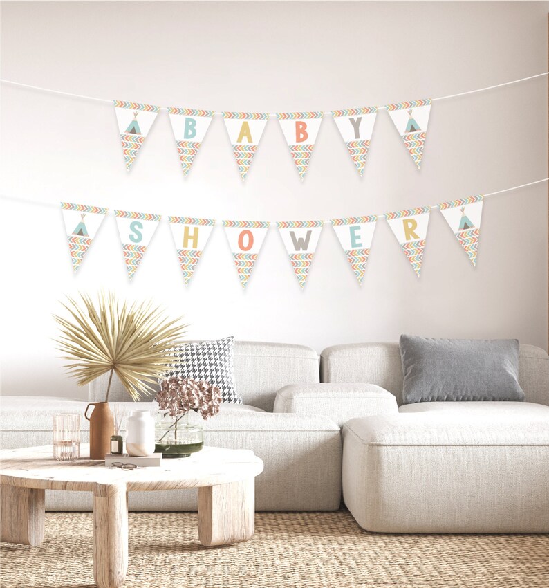 Tribal Baby Shower Banner Printable Boho Baby Shower Banner Etsy