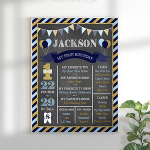 Mr. ONEderful Chalkboard Poster, Editable First Birthday Chalkboard Poster, Printable 1st Birthday Stats Sign, Onederful Party Decorations image 3