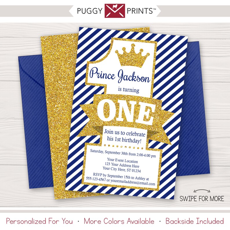 Prince Birthday Invitation First Birthday Invitations Etsy
