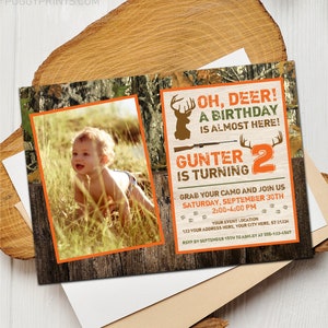 Deer Hunting Birthday Invitation, Hunting Birthday Invitations, Camo Hunting Party Invitation, Camo Invitation, Camo Birthday, Deer Birthday image 2