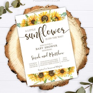 Sunflower Baby Shower Invitation, Editable Sunflower Invitation ...