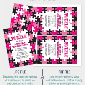 Puzzle Birthday Invitation, Editable Puzzle Invitation, Puzzle Party, Girl Birthday Party ...
