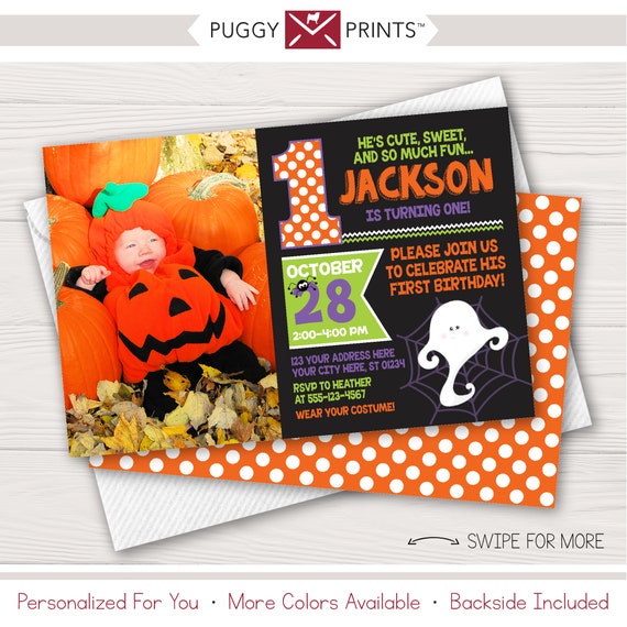 Halloween Birthday Invitation with Photo for a Costume Party Il_570xn
