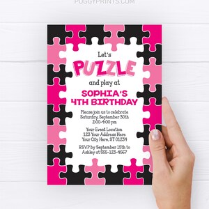 Puzzle Birthday Invitation, Editable Puzzle Invitation, Puzzle Party, Girl Birthday Party ...