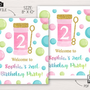 Bubble Birthday Party Decorations Bundle Editable Template - Etsy