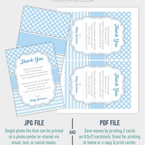 Baby Shower Thank You Card for Boys, Editable Baby Shower Thank You ...