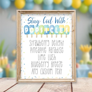 Popsicle Menu Party Sign Editable Popsicle Custom Sign Template Printable Boy Popsicle Party Favor Table Sign Corjl