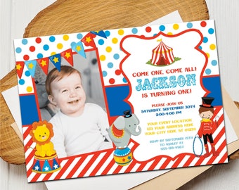 Circus Birthday Invitation, Editable Circus Invitation Template, Carnival Birthday Party, Printable Carnival Invite, Kids 1st Birthday Party