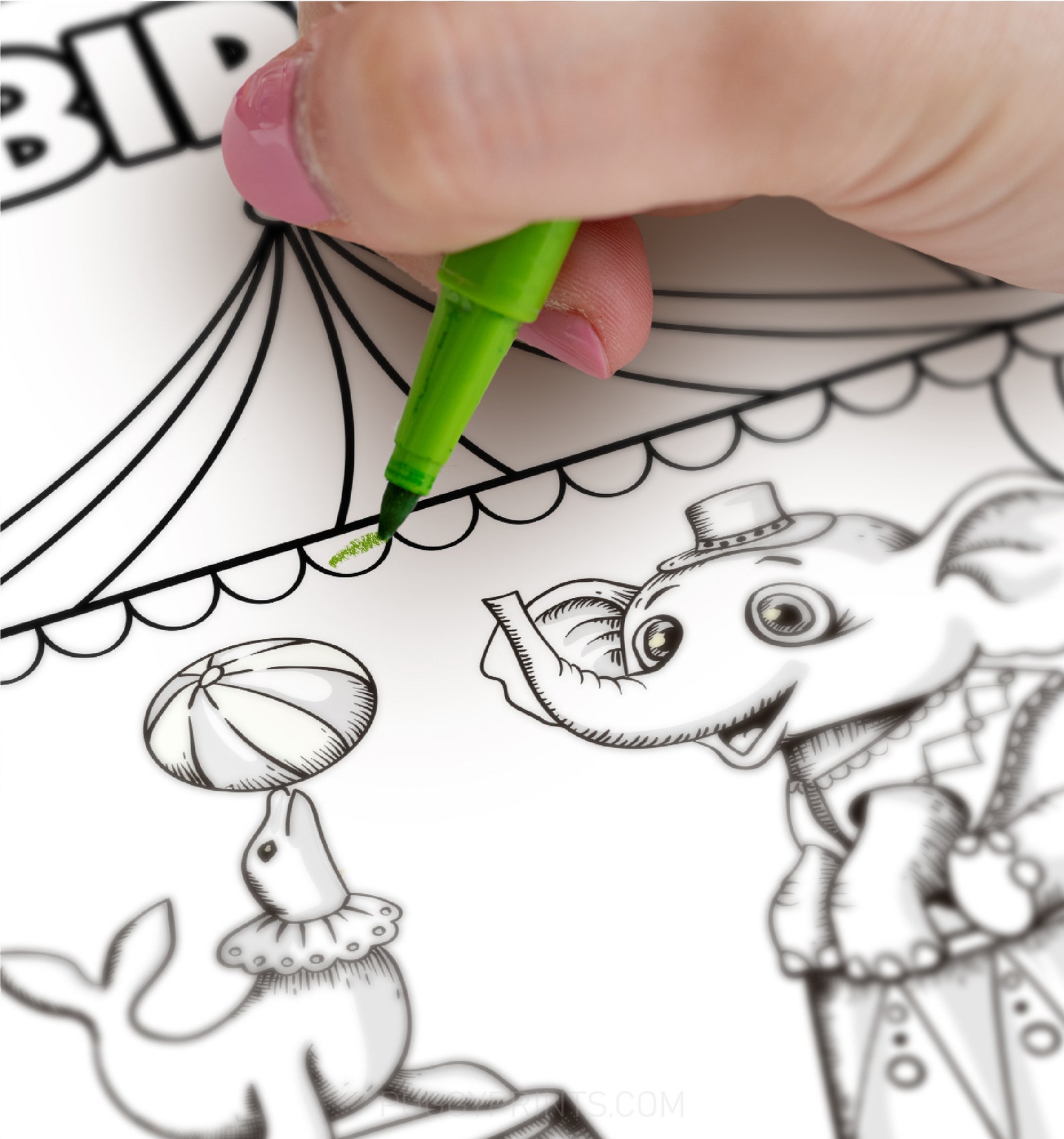 Circus Birthday Coloring Page Editable Circus Coloring Page - Etsy