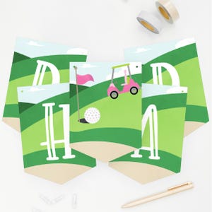 Litet Hole in One-festpaket | Golffödelsedagsinbjudan, banderoll, muffinsdekorationer och tackkort bild 4