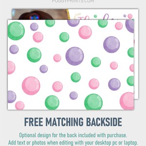 Bubble Birthday Thank You Card, Editable Bubble Thank You Card Template ...