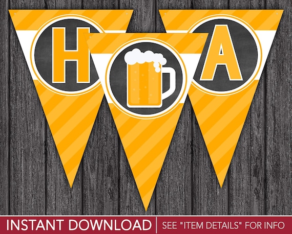 Cheers And Beers Happy Birthday Banner Printable Digital File