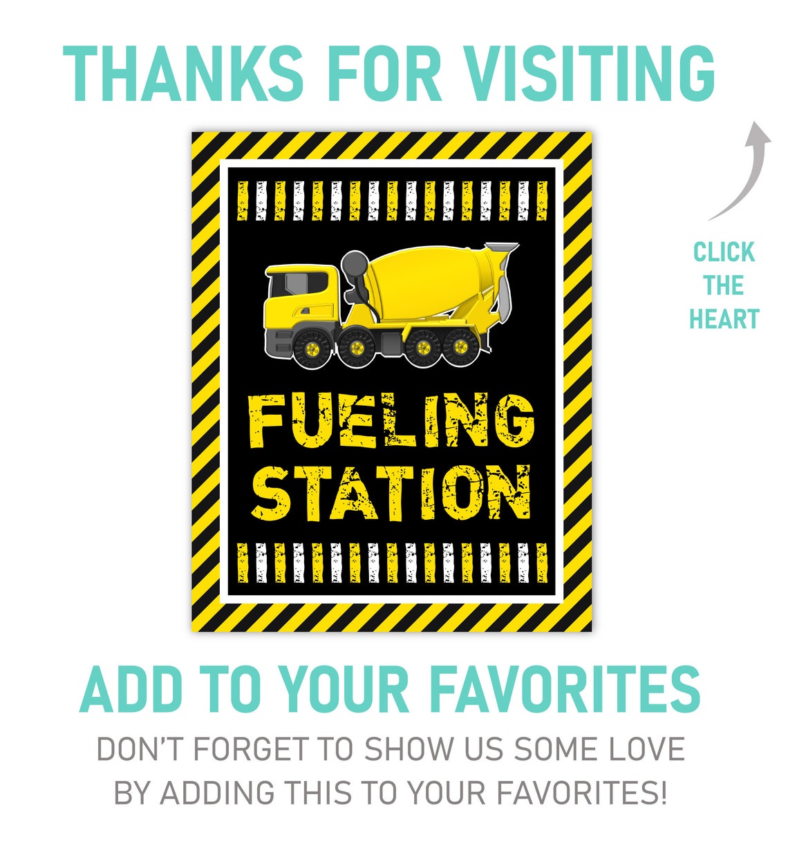 Fueling Station Sign Printable Construction Birthday Party | Etsy