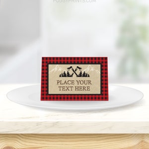 Lumberjack Birthday Place Cards, Editable Lumberjack Place Cards ...