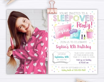 Sleepover Invitation, Slumber Party Invitation, Sleepover Birthday Invitation, Girl Pajama Party Invitations, Printable Editable Teen Invite
