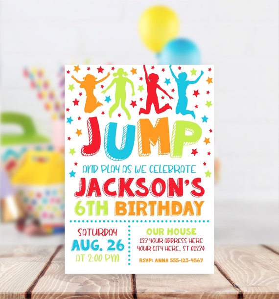 Jump Birthday Invitation, Editable Jump Invitation Template, Printable ...