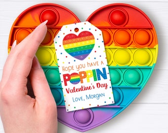 Valentine's Day Pop It Gift Tag, Editable Poppin Valentine's Day Favor Tags, Printable Fidget Toy Gift Tag, Kids School Valentines Day