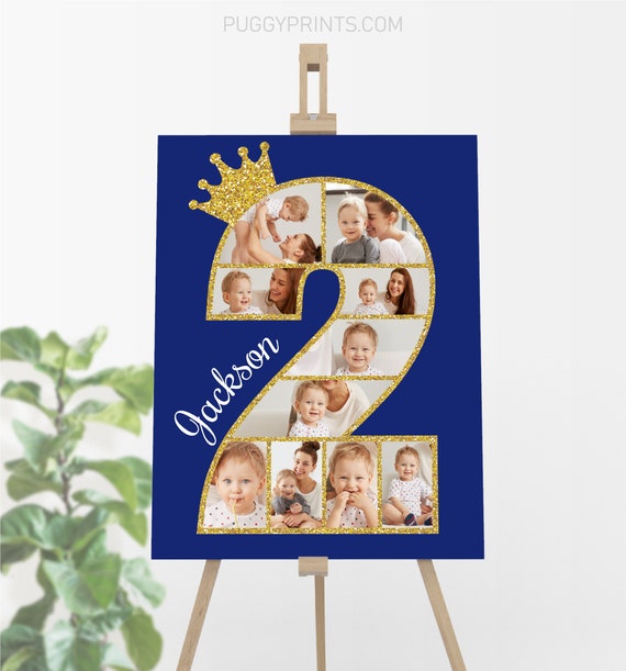 Prince 2nd Birthday Photo Poster, Editable Second Birthday Photos Poster Template, Printable Prince Birthday Party Decorations, Prince Sign Il_570xn