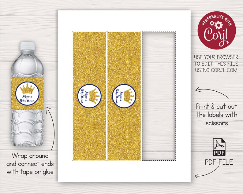 Baby Shower Water Bottle Labels Template