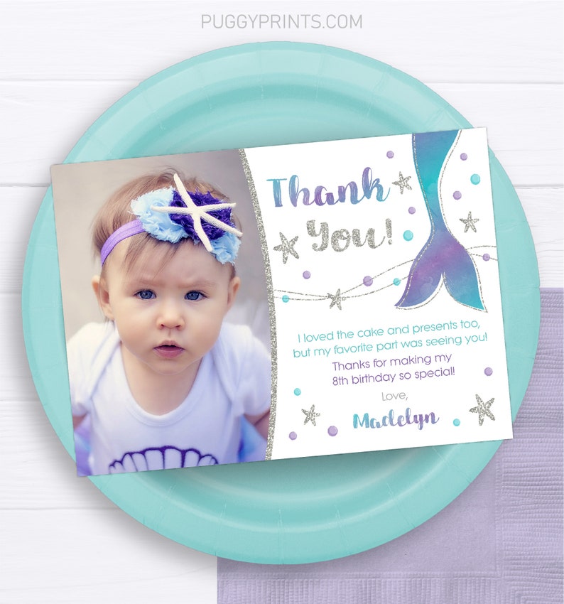 Mermaid Thank You Cards For Kids - 10 Fill-in-the-Blank Note Cards With Envelopes (4x5.5 Inches)