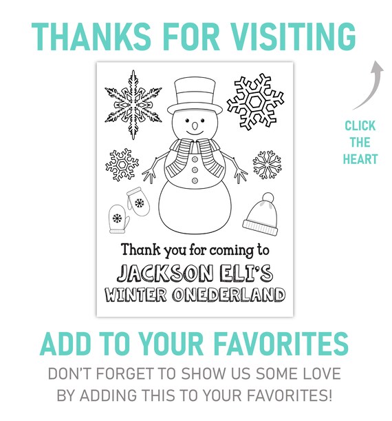 Winter Birthday Coloring Page, Editable Snowman Coloring Page Template,  Printable Winter ONEderland Birthday Coloring Sheet, Wonderland