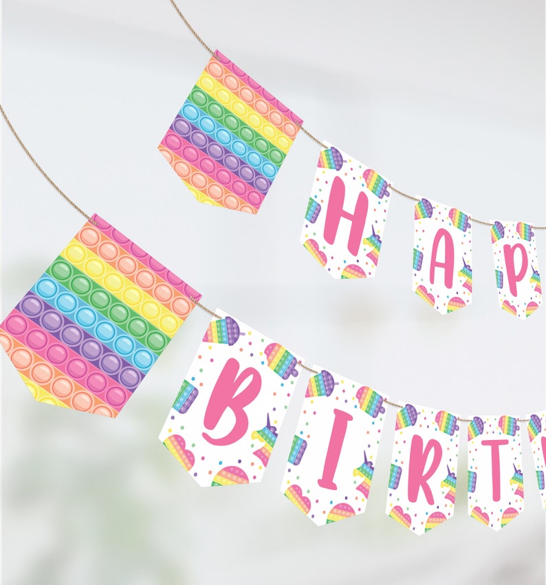 Pop It Happy Birthday Banner Printable Pop Its Banner Pop It - Etsy