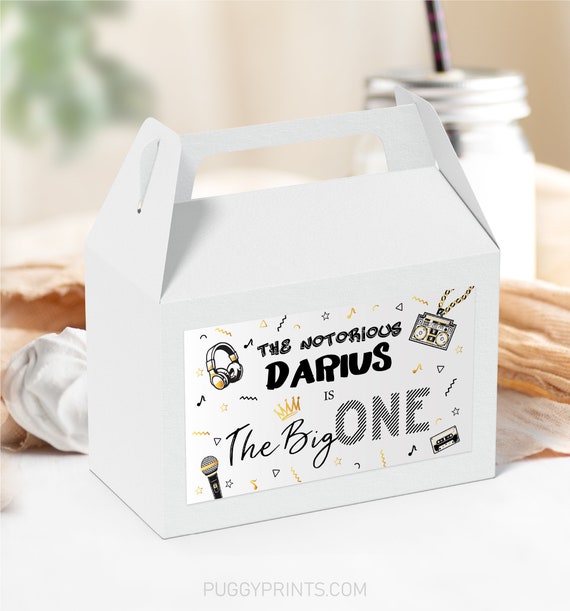 Editable Notorious One Birthday Favor Box Label, Printable The Big One Gable Box Labels, Party Favors Template, Hip Hop Party Decorations Il_570xn