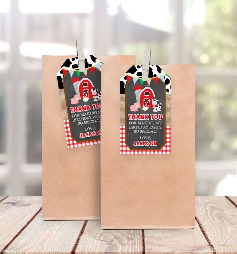 Farm Birthday Favor Tags Editable Farm Favor Tags Template - Etsy