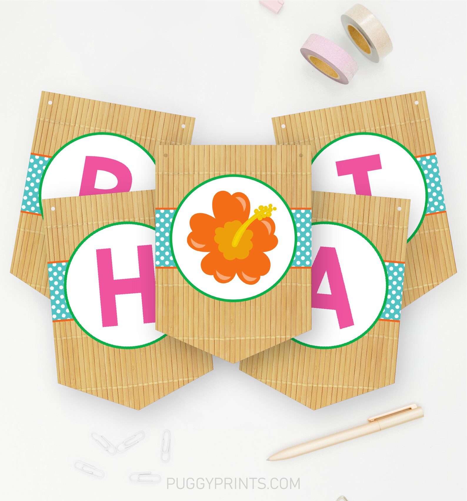 Luau Happy Birthday Banner Printable Luau Banner - Etsy