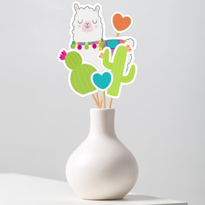 Llama Birthday Cake Topper, Printable Llama Birthday Centerpieces ...