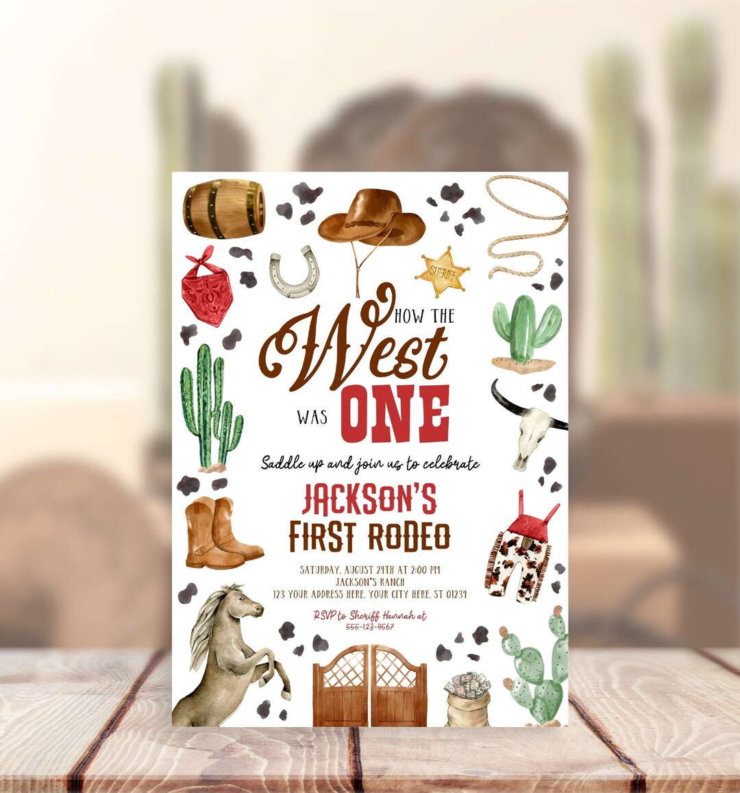 Editable Cowboy Birthday Invitation Template Printable Western First ...