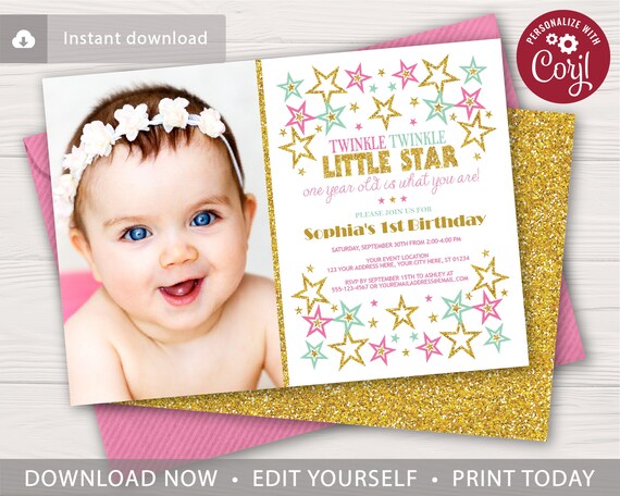 twinkle twinkle little star online invitation