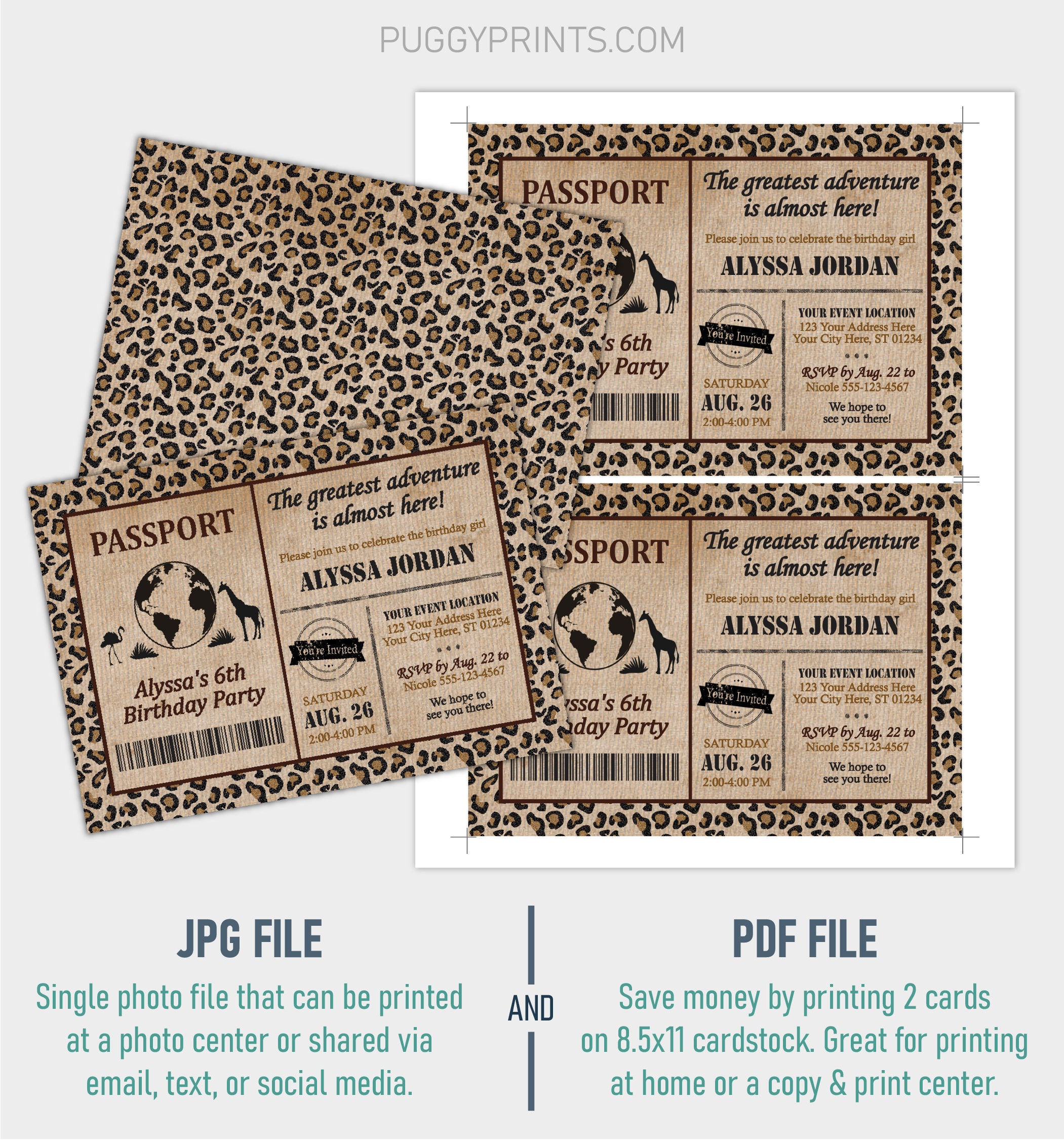 Safari Passport Birthday Invitation Editable Safari | Etsy