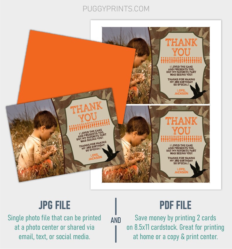 Duck Hunting Birthday Thank You Card With Photo Editable Duck - Etsy