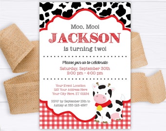 Cow Birthday Invitation | Editable Template Online | Instant Download