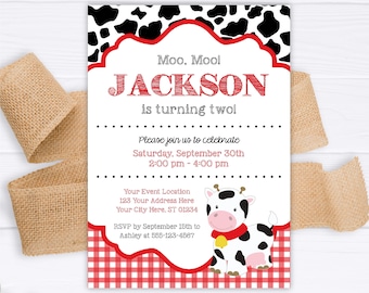Cow Birthday Invitation | Editable Template Online | Instant Download