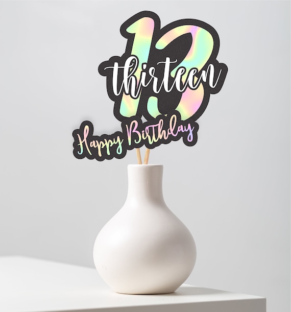Holographic Cake Topper, Printable Teen Birthday Centerpieces, 13th  Birthday Table Decor, Teenage Girl Birthday Party Decorations, Toppers -   Norway