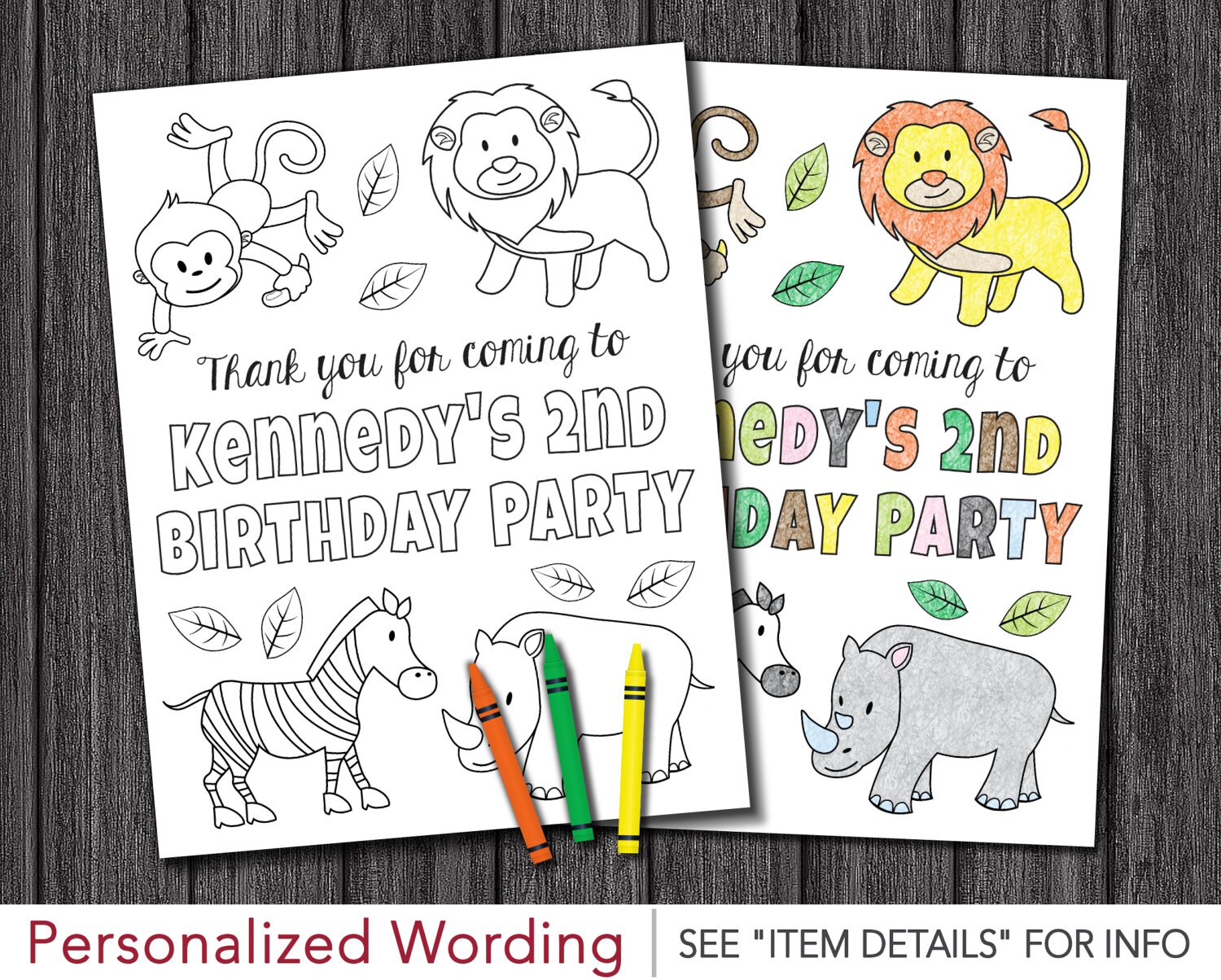 Safari Birthday Coloring Page Printable 8.5 x 11 | Etsy
