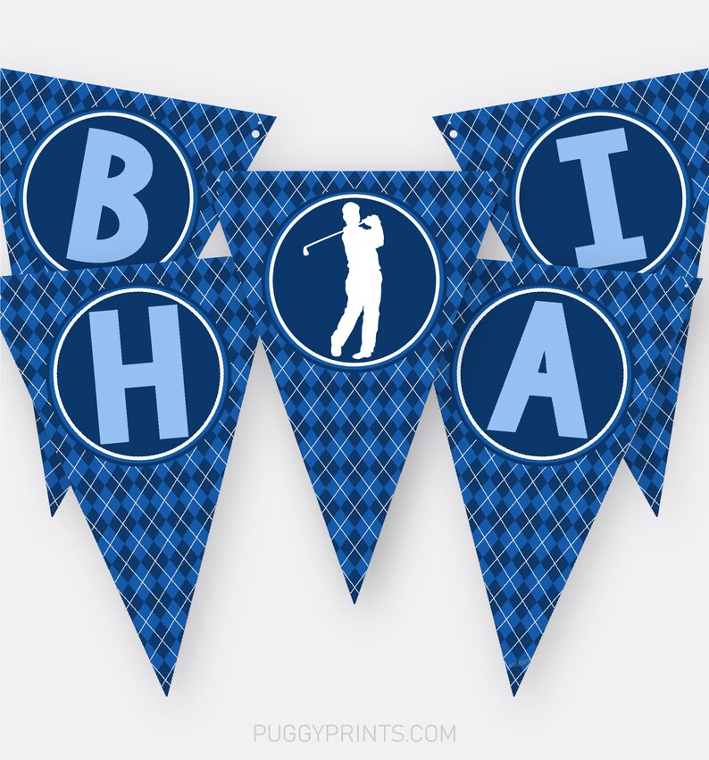 Golf Happy Birthday Banner Printable Golf Banner Men's - Etsy