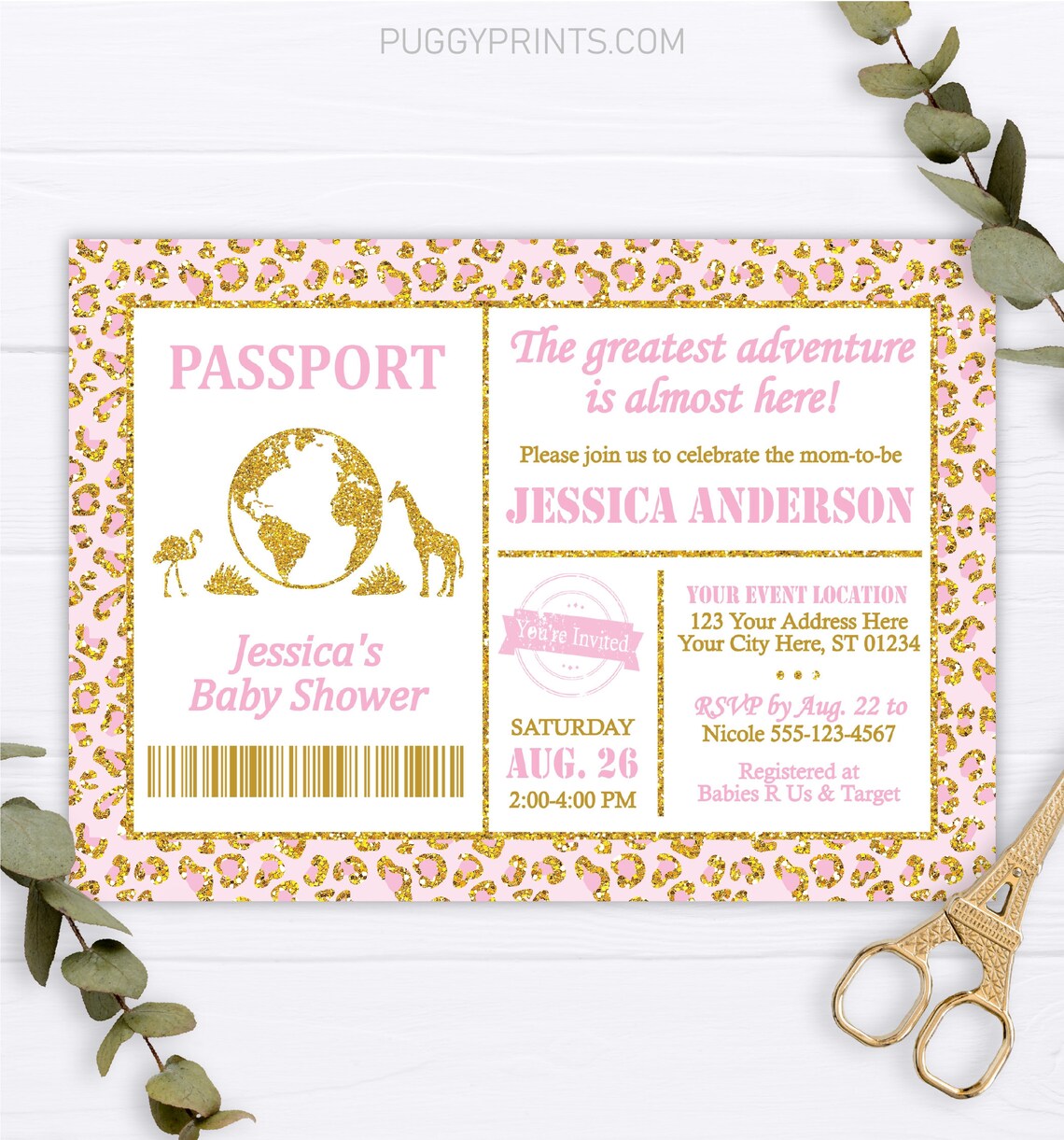 Safari Passport Baby Shower Invitation Editable Safari - Etsy