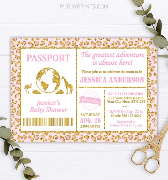 Safari Passport Baby Shower Invitation Editable Safari | Etsy