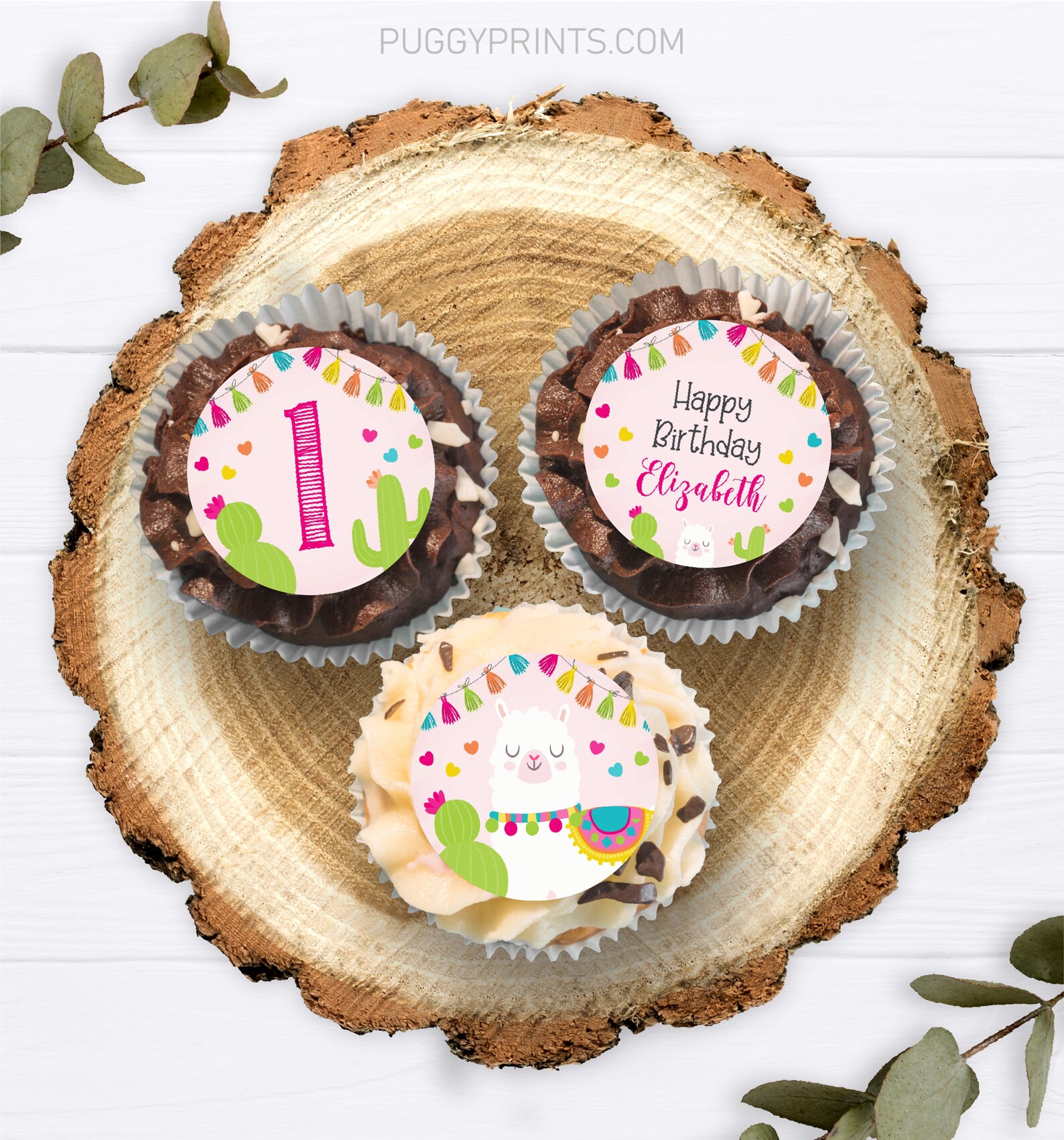 Llama Birthday Cupcake Toppers Editable Llama Cupcake Topper - Etsy