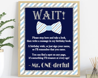 Mr. ONEderful Guest Book Sign | Printable Mr One-derful Birthday Party Decorations | 8"x10" Guestbook Sign | DIY Digital File