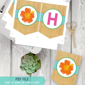 Luau Happy Birthday Banner Printable Luau Banner - Etsy