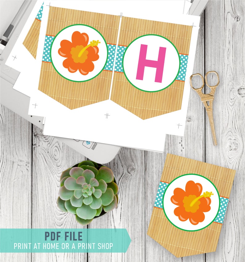 Luau Happy Birthday Banner Printable Luau Banner - Etsy