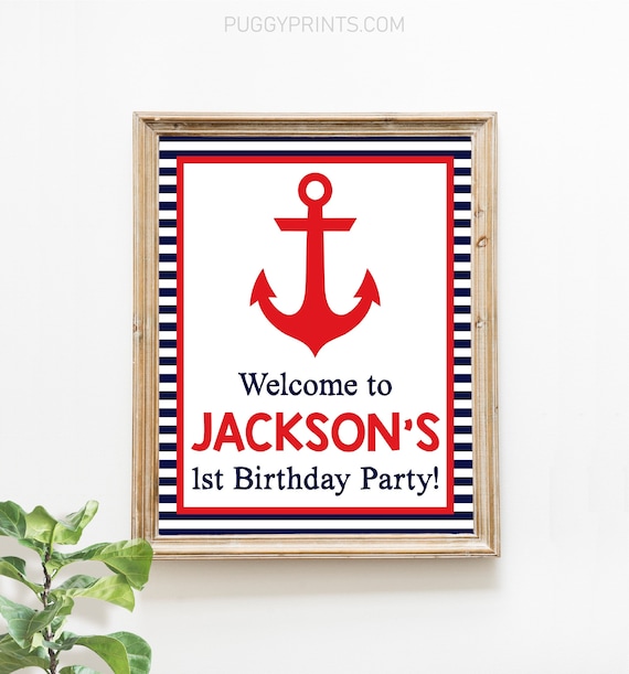 Buy Nautical Birthday Party Sign, Editable Nautical Welcome Sign Template,  Printable Anchor Birthday Party Decorations, Little Sailor Birthday Online  in India 