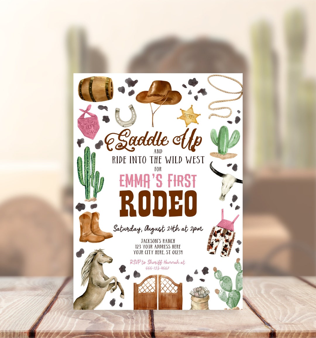 Editable Western Birthday Invitation Template Printable Cowgirl First ...