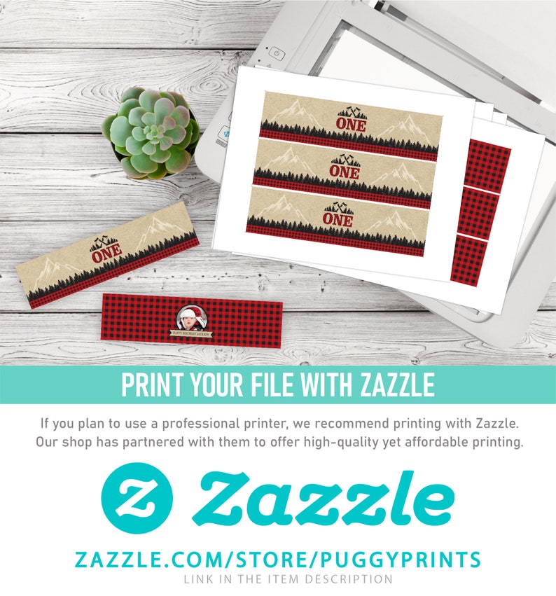 Lumberjack Birthday Water Bottle Labels Editable Template - Etsy