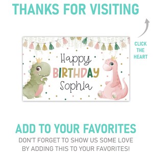 Girl Dinosaur Birthday Banner Editable Dinosaur Happy - Etsy