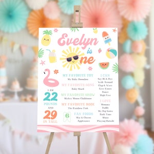 Póster de cumpleaños de One in the Sun: Decoración para fiesta de verano (descarga digital)